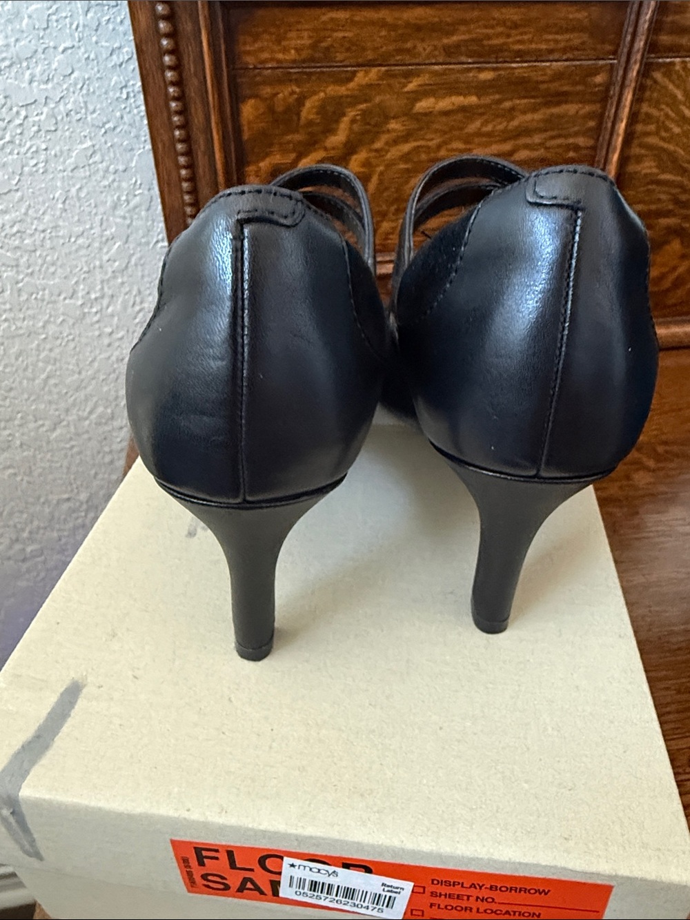 Clarks Black Suede Mary Jane Heels with Dual Straps - Picture 2 of 4